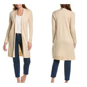 J.McLaughlin Rosalind Cardigan Open Front Long Duster Sweater Beige L Knit